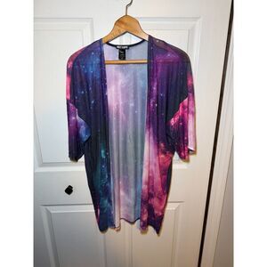 Hot Topic Galaxy Print Open Front Cardigan Space Nebula Women's Small